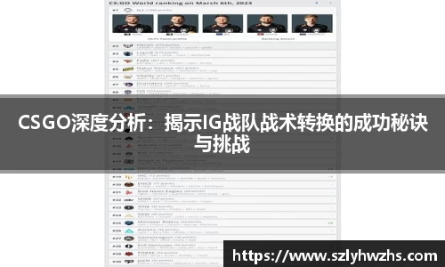CSGO深度分析：揭示IG战队战术转换的成功秘诀与挑战